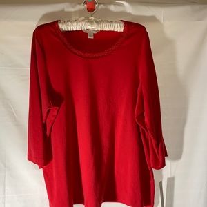 Red Laura Ashley top. Size 2x